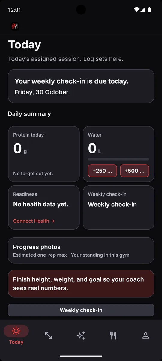 HypertFit: an athlete’s Today screen
