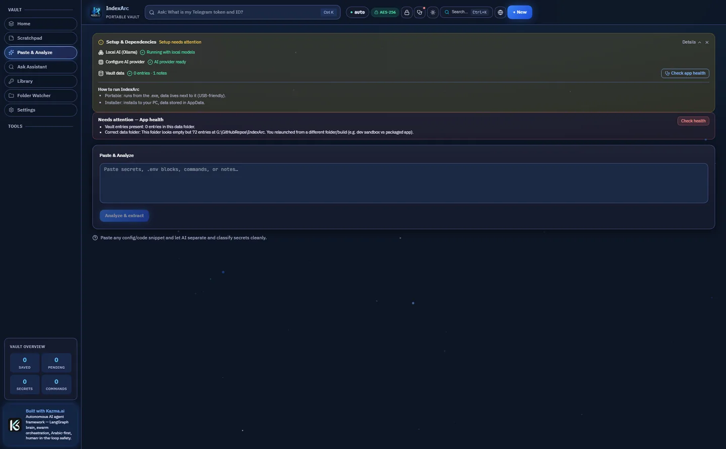IndexArc: paste and analyze