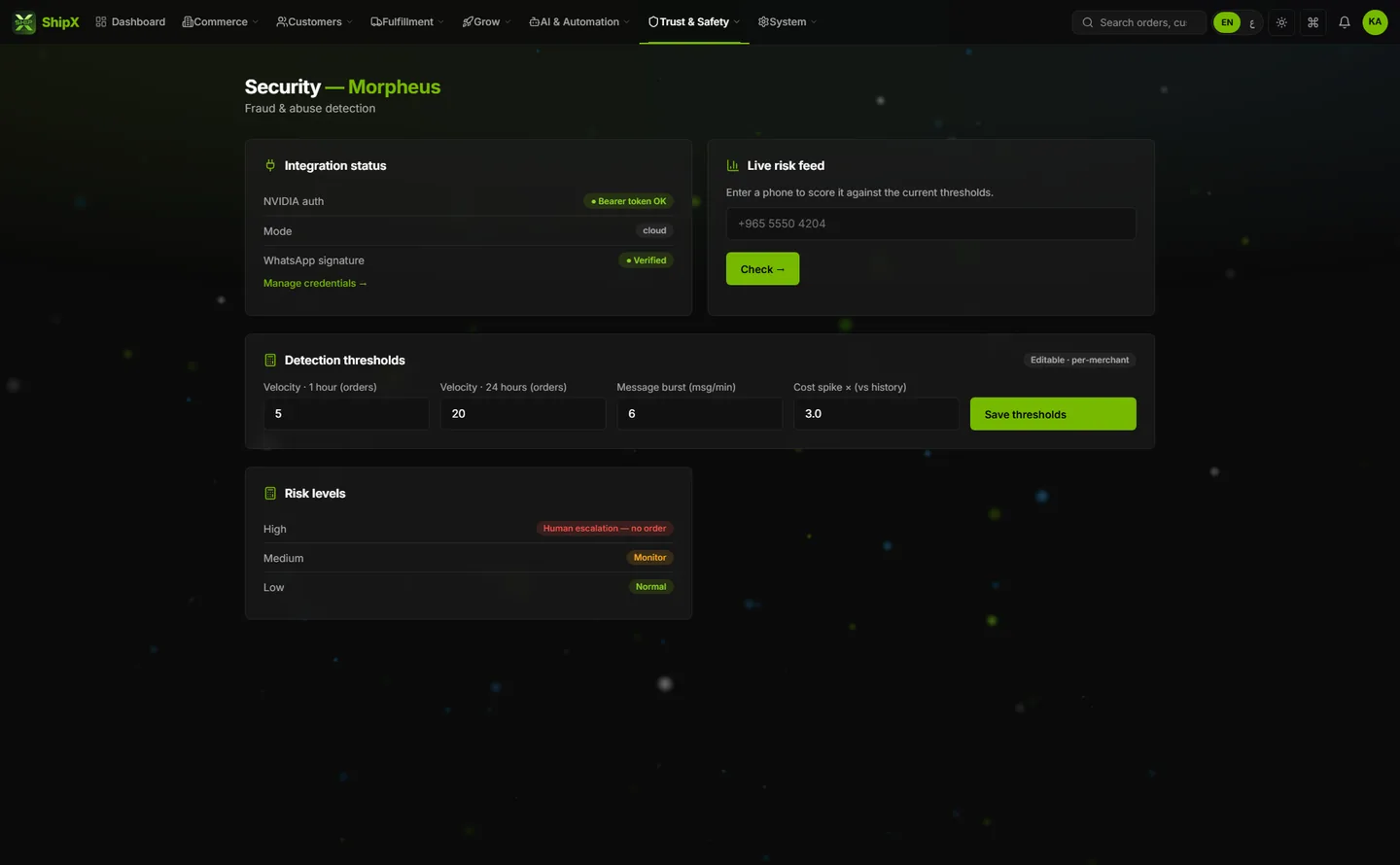 ShipX: fraud and abuse detection